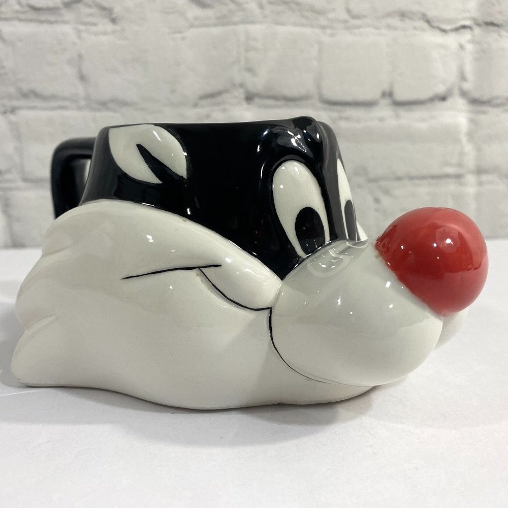 Vintage Looney Tunes Sylvester Cat Mug Coffee 1989 Warner Bros Ceramic 3D